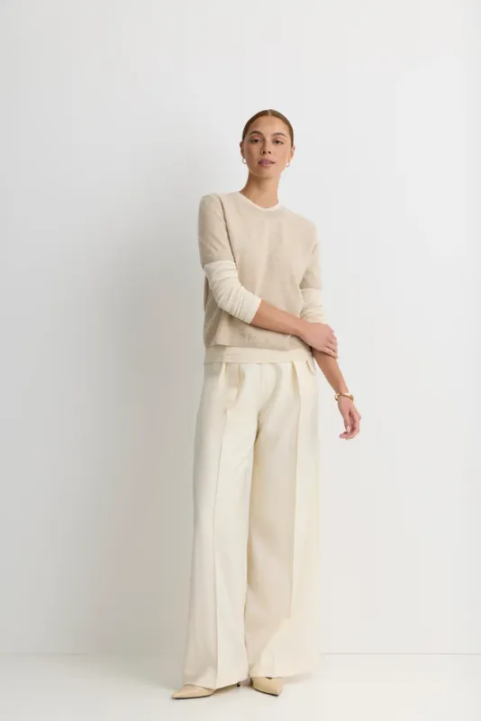 One Grey Day - Kadri Cashmere Tee Oatmeal