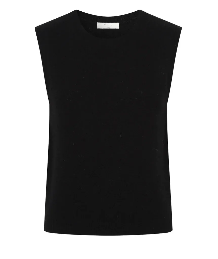 One Grey Day - Sloane Cashmere Sleeveless Tee Black