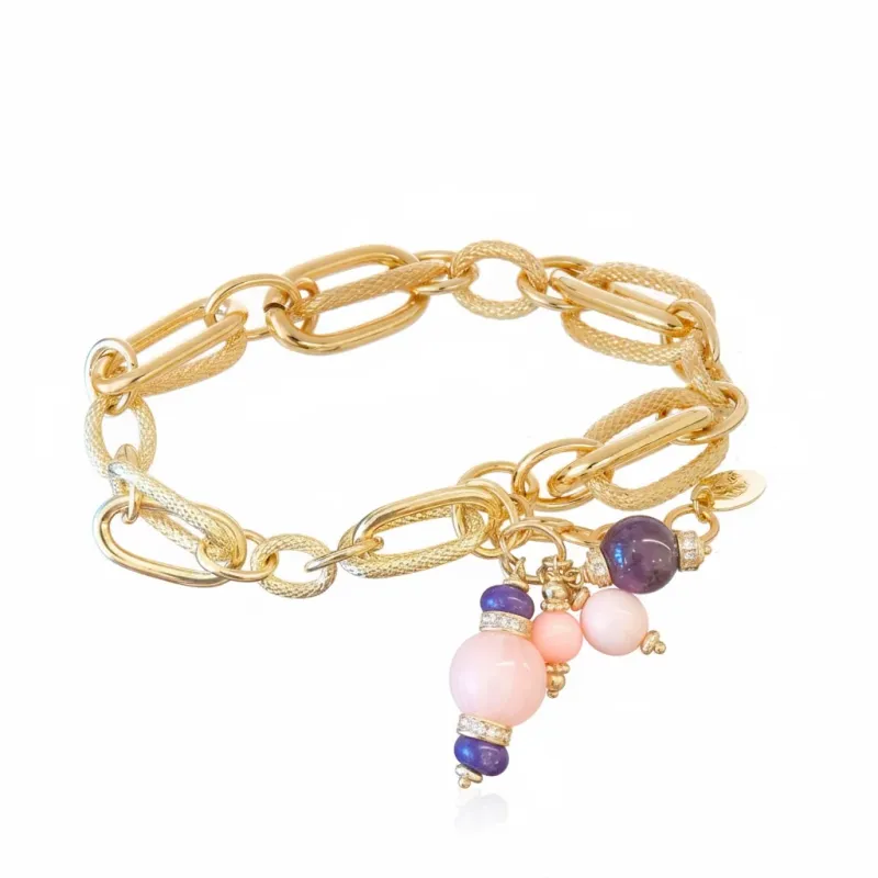 Cristina Sabatini - Zina Chain Bracelet Pink &amp; Amethyst