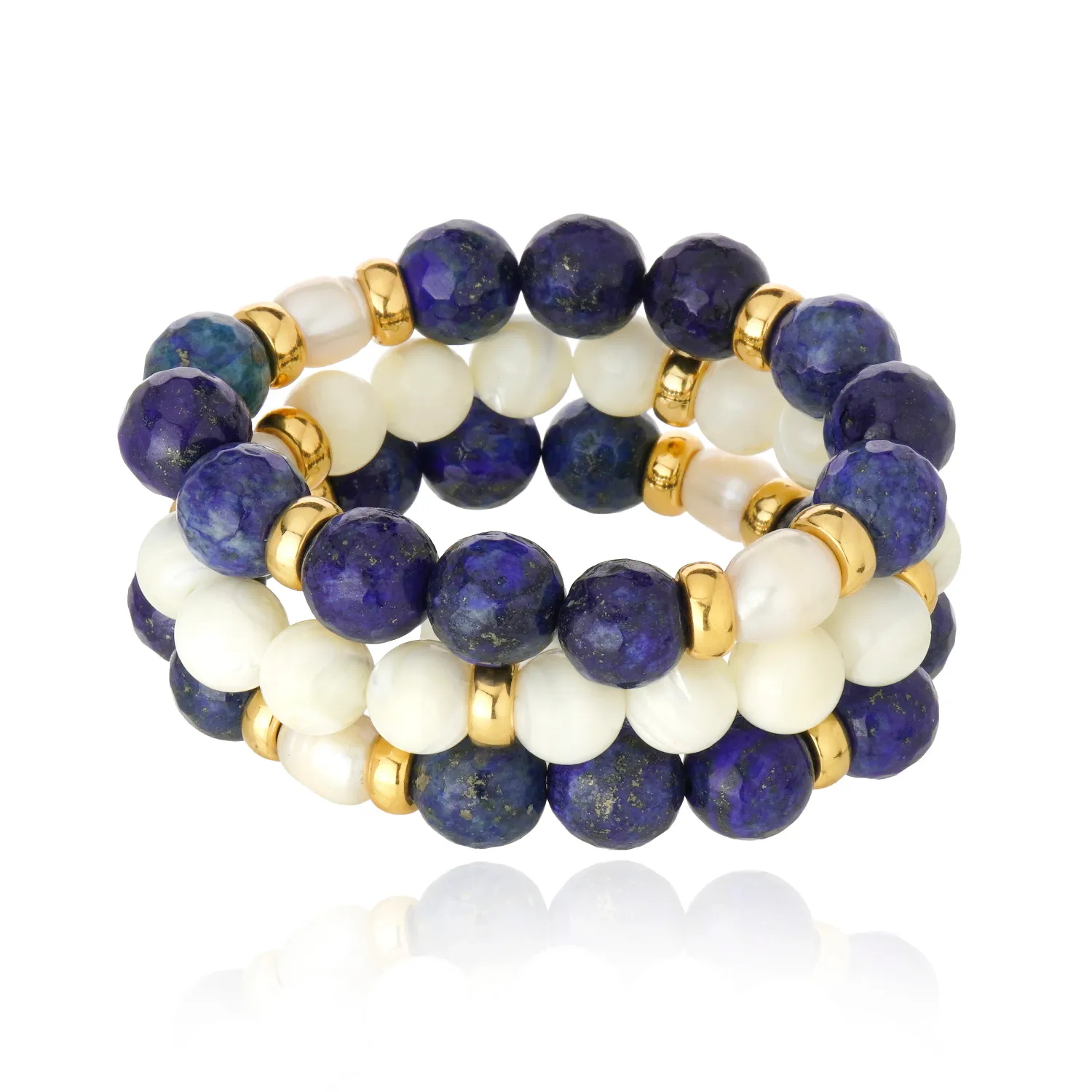 Cristina Sabatini - Rio Bracelets Gold/Blue &amp; White