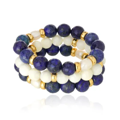 Cristina Sabatini - Rio Bracelets Gold/Blue &amp; White