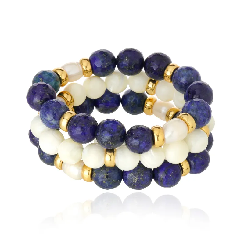 Cristina Sabatini - Rio Bracelets Gold/Blue &amp; White