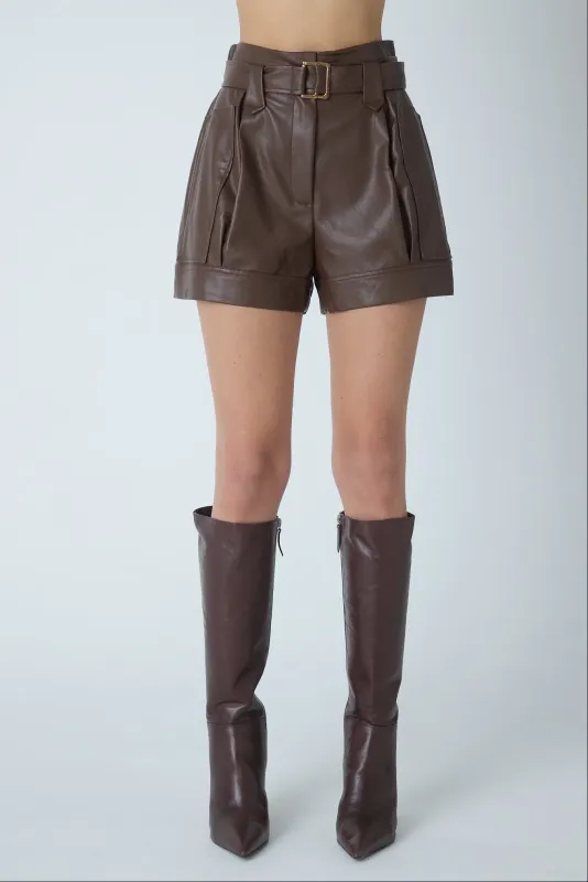 JS71 - Baylor Faux Leather Shorts