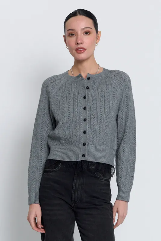 Central Park West - Scarlet Lace Crew Neck Cardigan