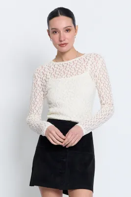 Central Park West - Scarlet Lace Crew Neck