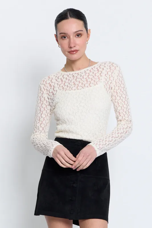 Central Park West - Scarlet Lace Crew Neck