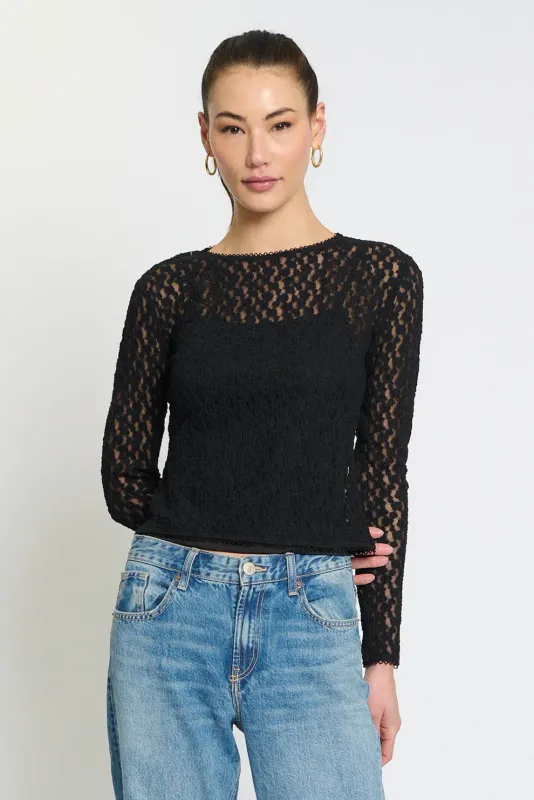 Scarlet Lace Crew Neck