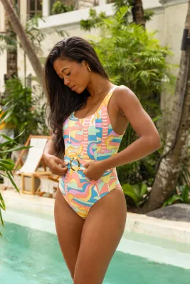 Kenny Flowers - Paradiso Tie Shoulder Belted One Piece Swimsuit