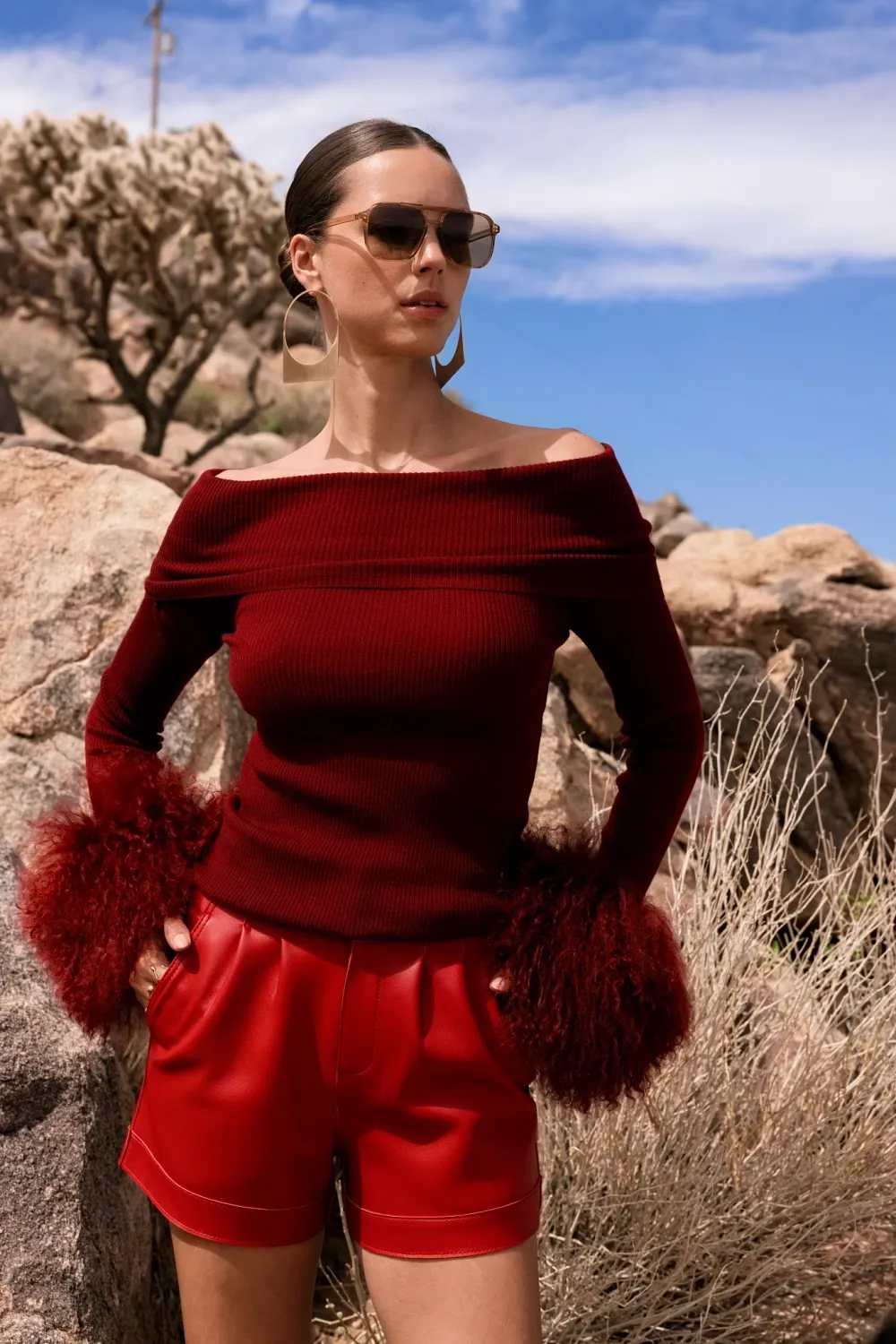 Lisa Maree - Sierra Leather Shorts, Colour: Red, Size: XS