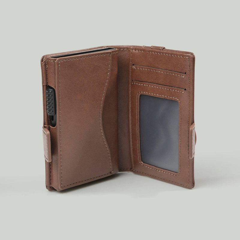 Laez - Brown Pop-Up Wallet with magnetic close and Airtag holder