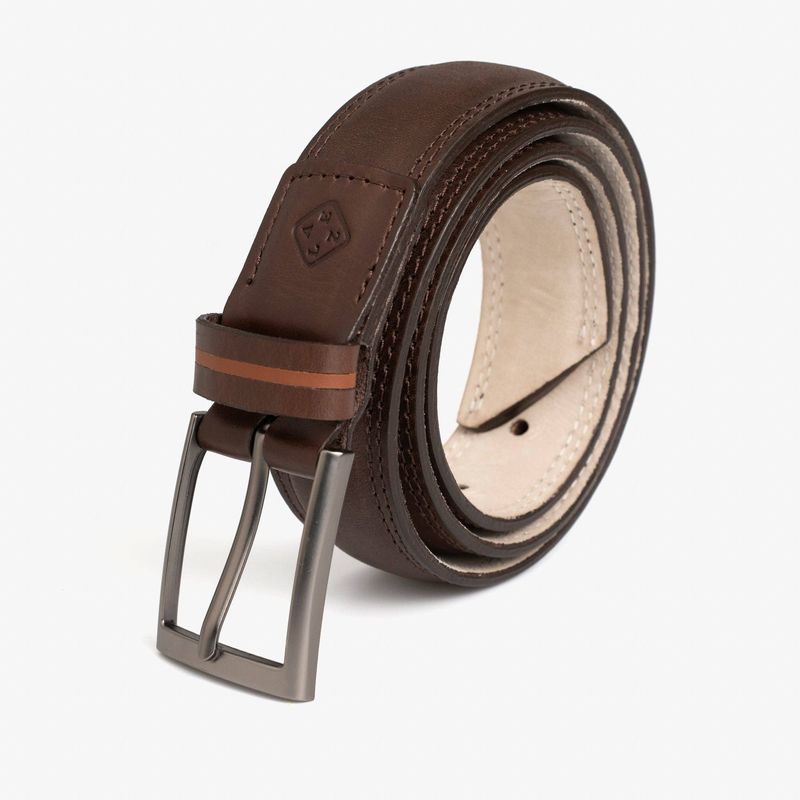 Bold Lined Leather Brown Belt