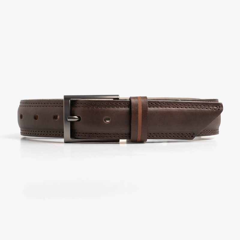 Laez - Bold Lined Leather Brown Belt