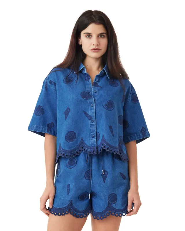 Habitual - Cropped Short Sleeve Shirt Seashells