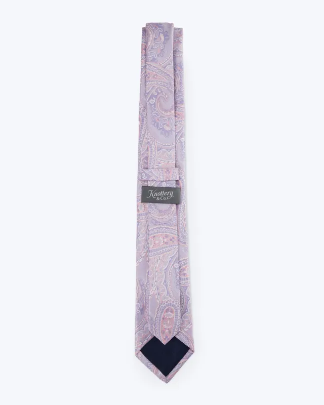 Knottery &amp; Co. - Paisley Silk Jacquard Tie Lavender