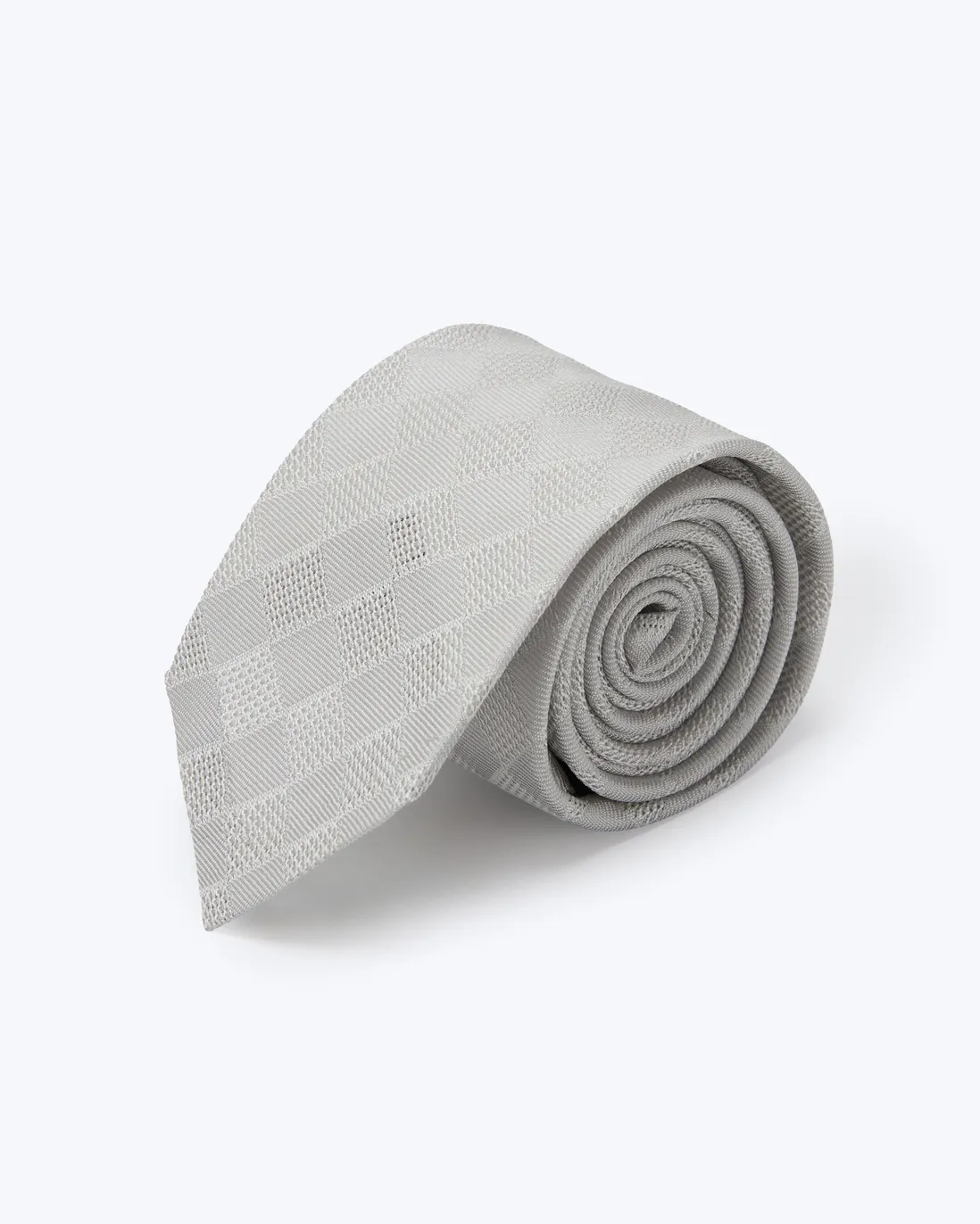 Knottery &amp; Co. - Checkerboard Leno Silk Tie - White