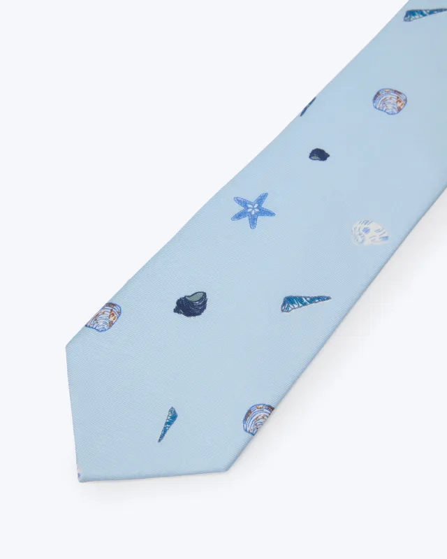 Knottery &amp; Co. - Sea Garden Printed Silk Tie Ocean Blue