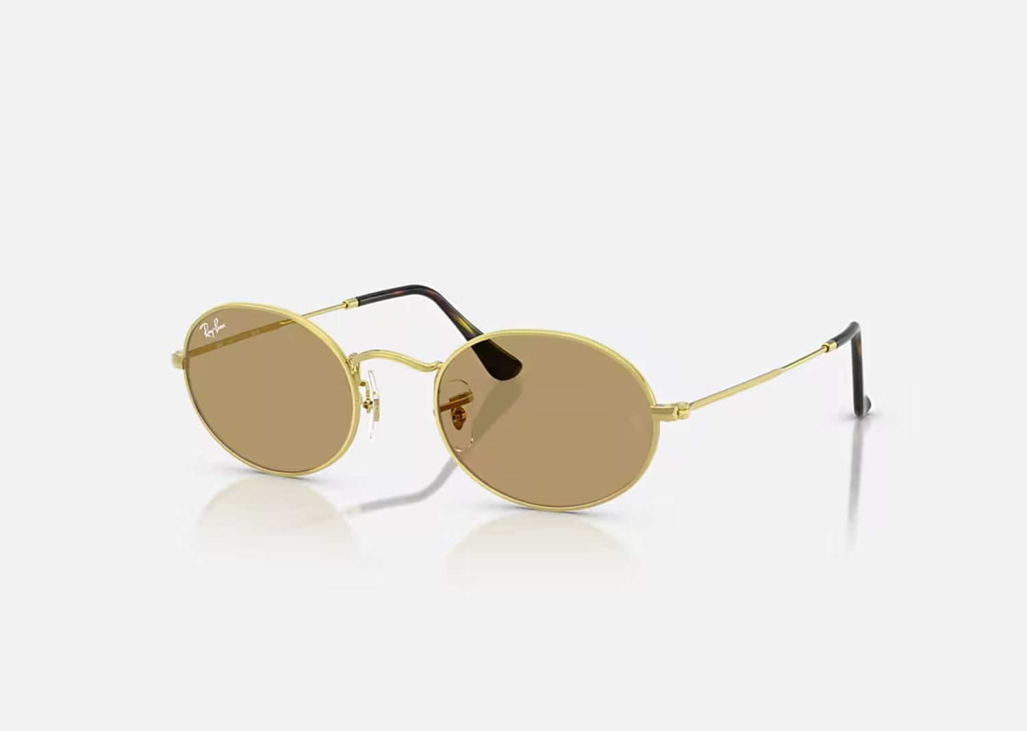 Oval Metal Summer Sunglasses, Color: Polished Arista Gold/Brown
