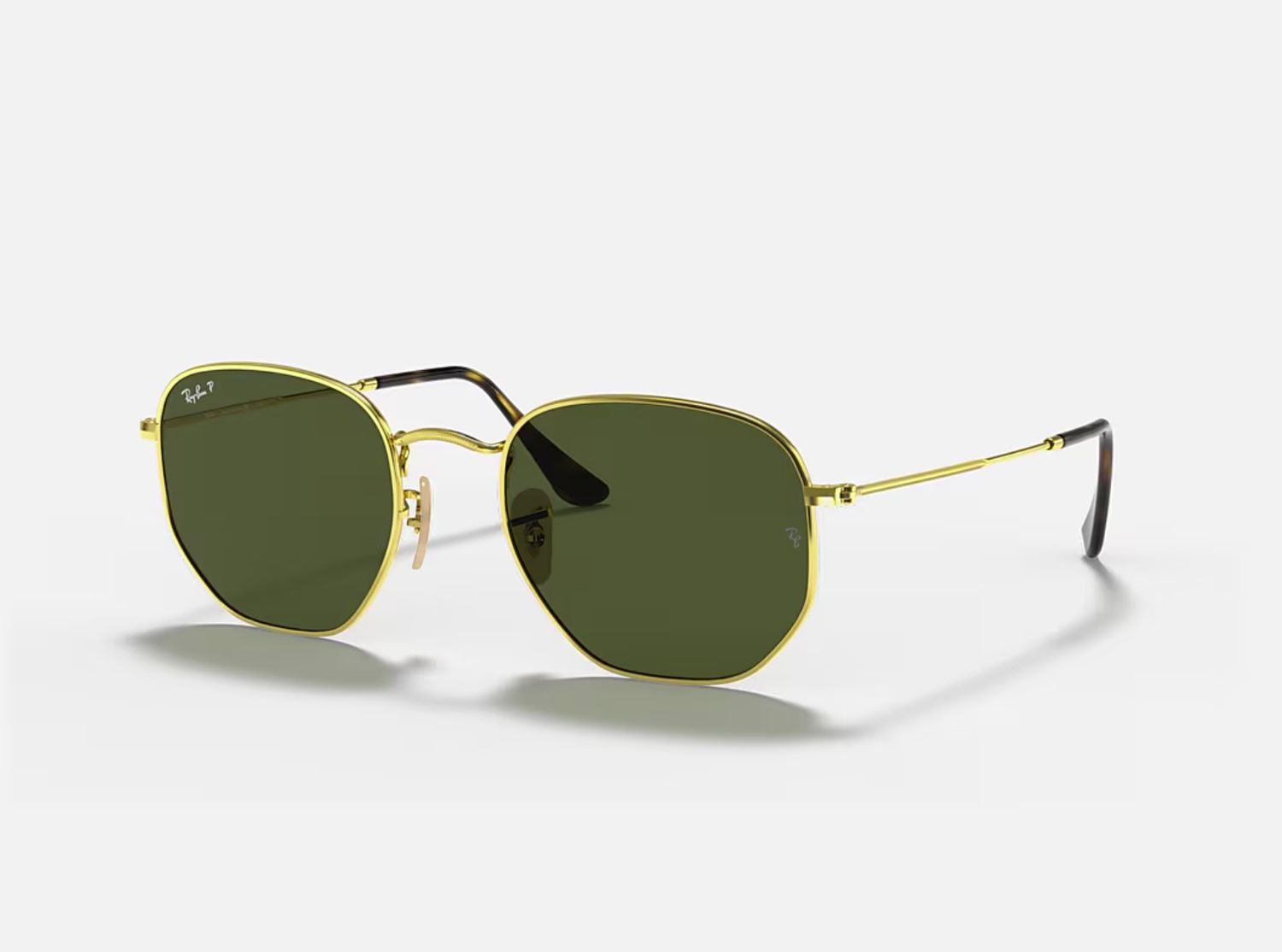 Ray-Ban - Hexagonal Flat Lenses Sunglasses Polarized, Color: Polished Arista Gold/Green Polarized