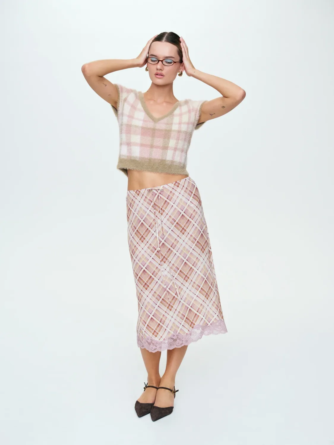 For Love &amp; Lemons - Poet Plaid Midi Skirt