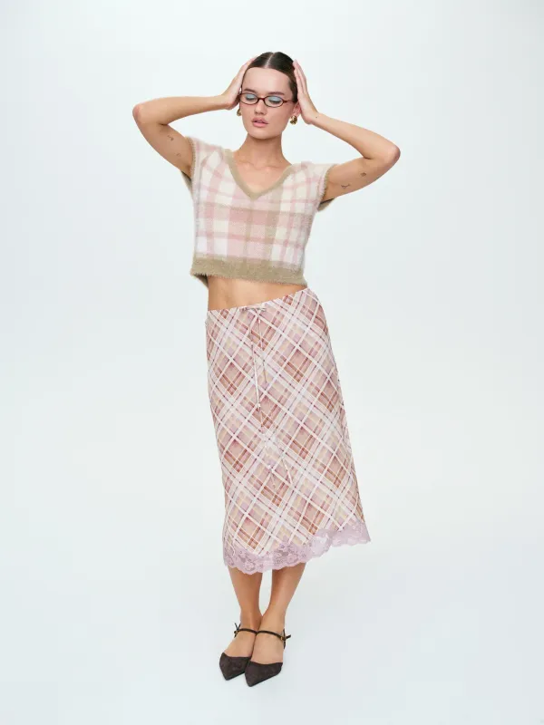 Poet Plaid Midi Skirt