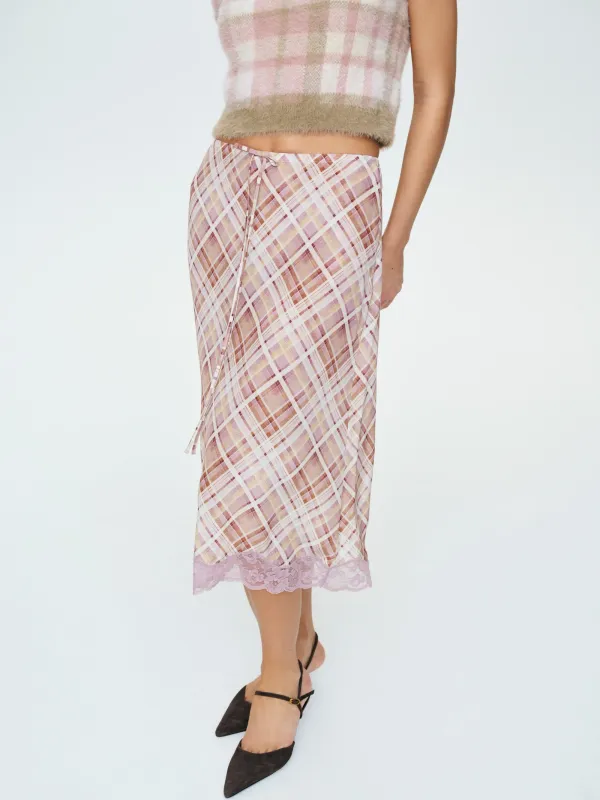 Poet Plaid Midi Skirt