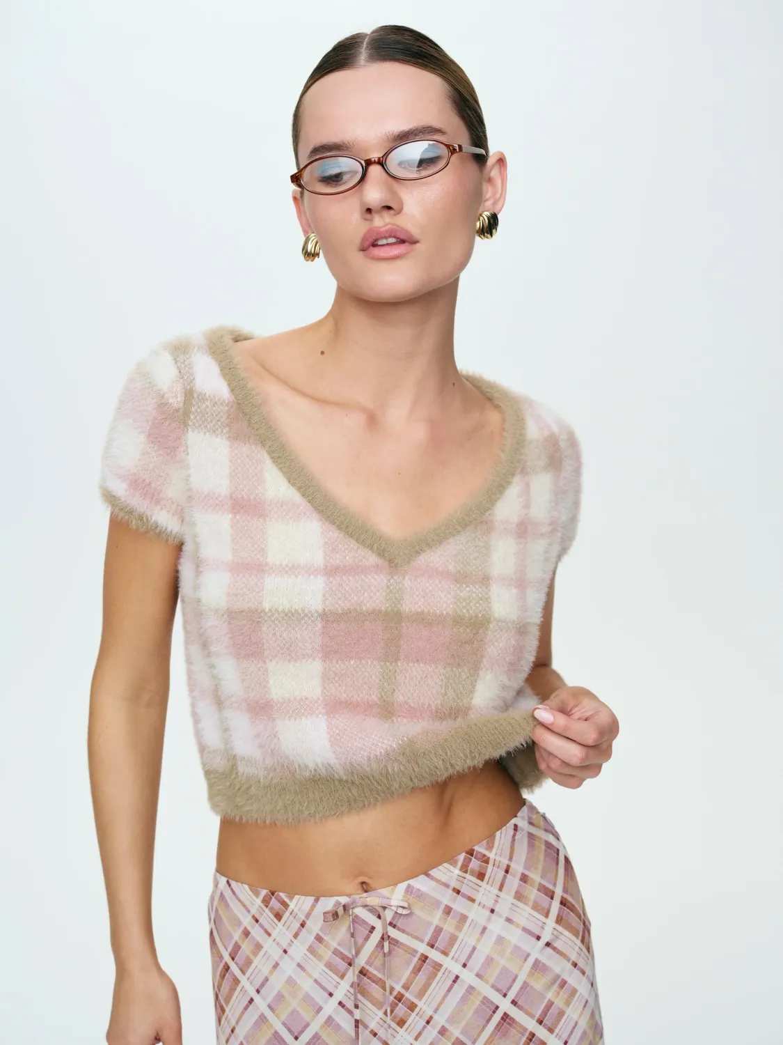 For Love &amp; Lemons - Poet Plaid Knit Top