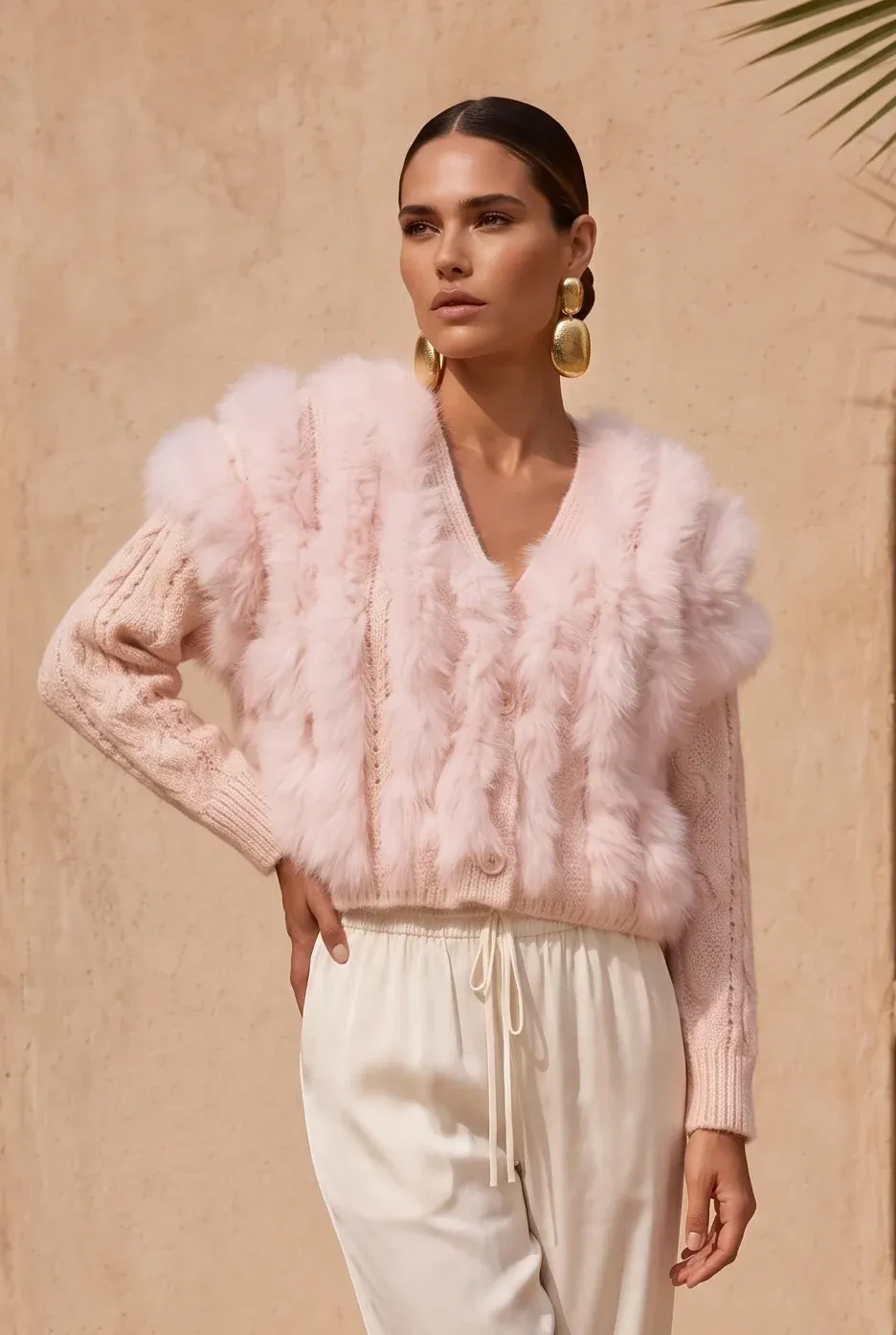 Lisa Maree - The Ever After Fur Cardigan, Color: Baby Pink, Size: OS