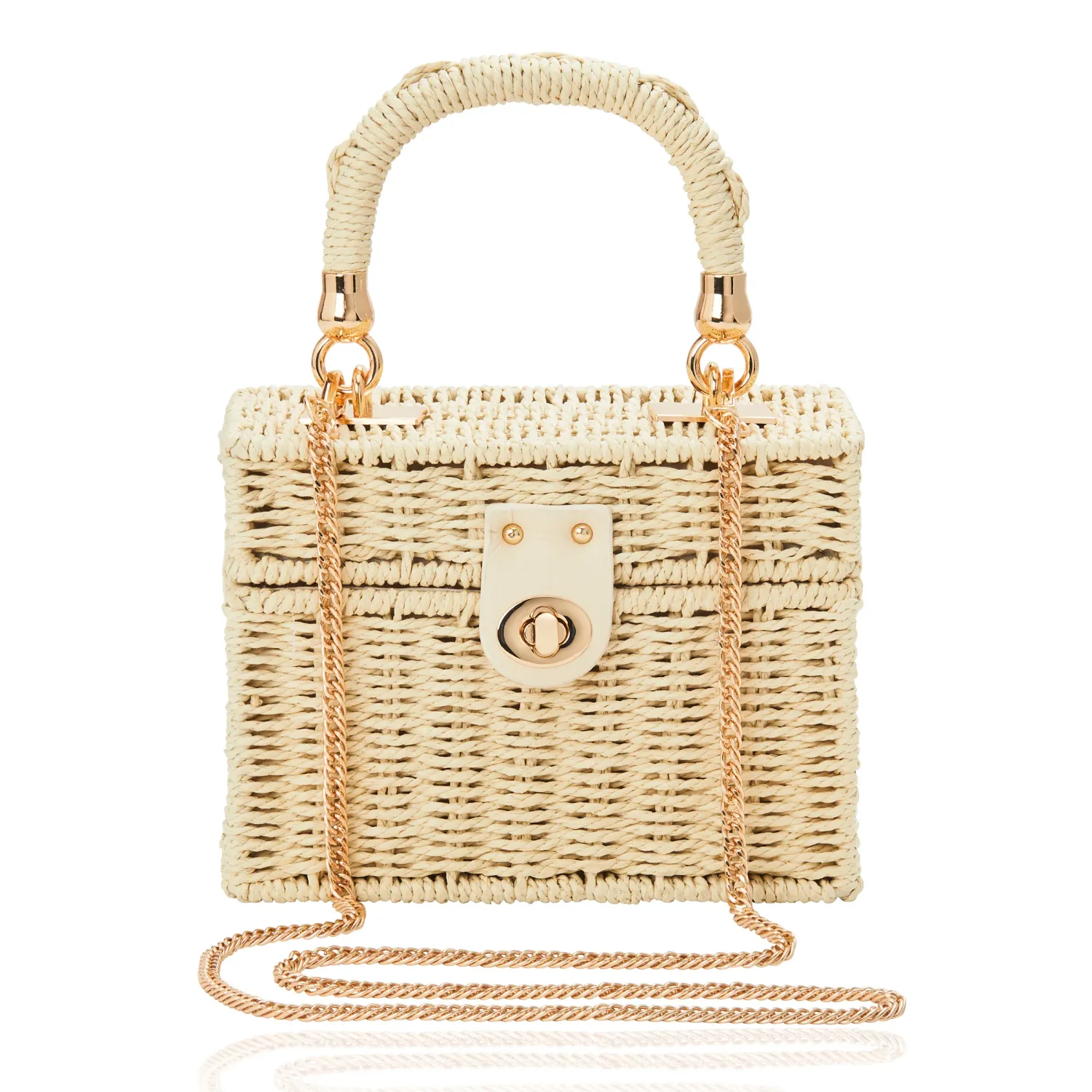 Woven Straw Trunk Bag