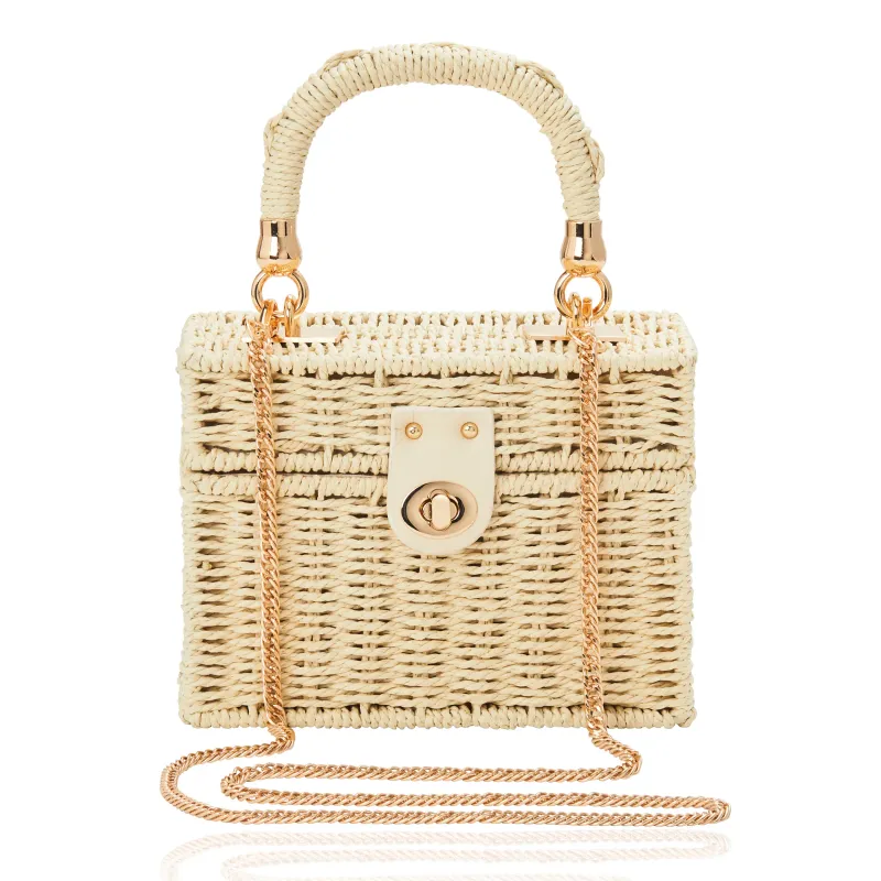 Woven Straw Trunk Bag