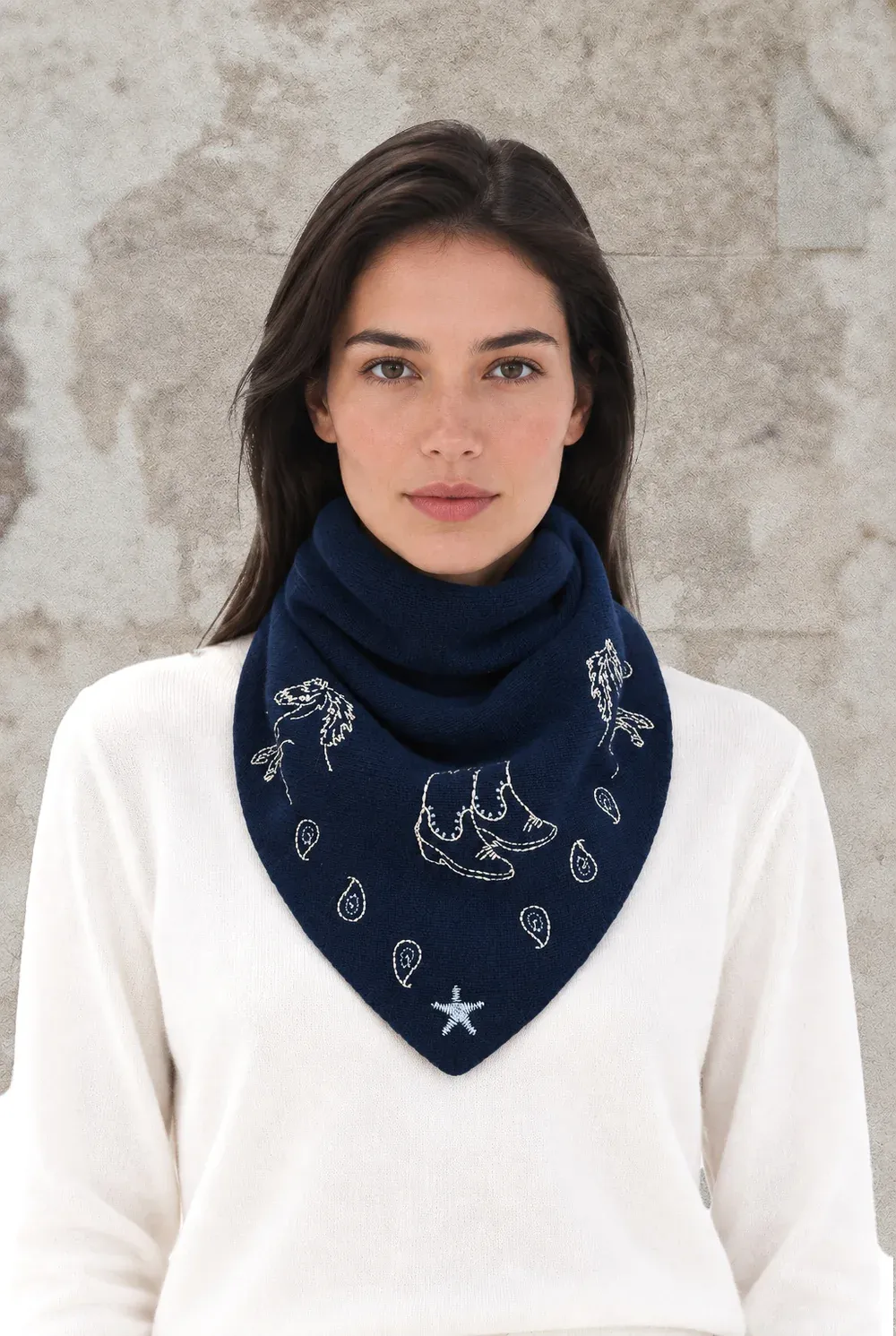 Rodeo Merinos Triangle Scarf, Color: Navy