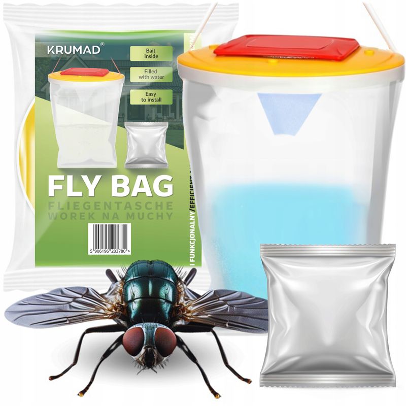 FLY TRAP BAG WITH BAIT FOR STABLES, BARNS, GARAGES