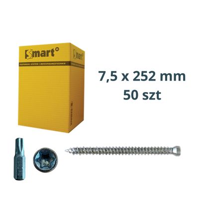 Frame Screw PGB Smart 7.5×252 mm Cylindrical 50 pcs + TX30 bit