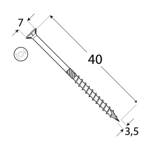 Carpentry wood screws 3.5 x 40 mm TORX 200 pcs
