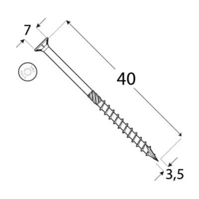 Carpentry wood screws 3.5 x 40 mm TORX 200 pcs