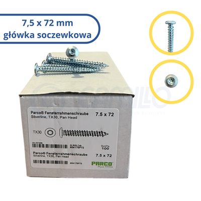 Parco Frame Screw 7.5×72 mm Pan Head 100 pcs
