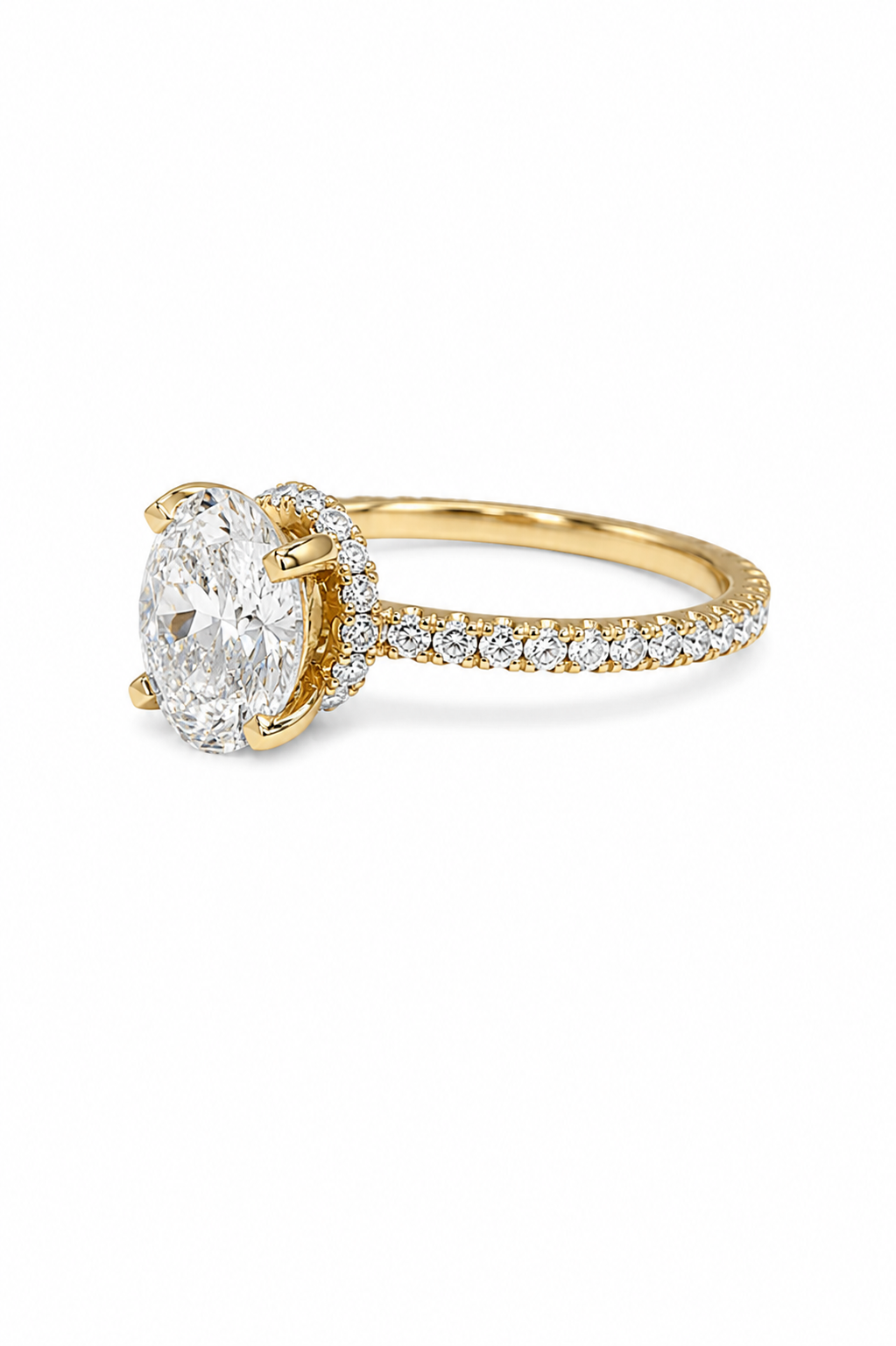 Round Cut Engagement Pave Ring