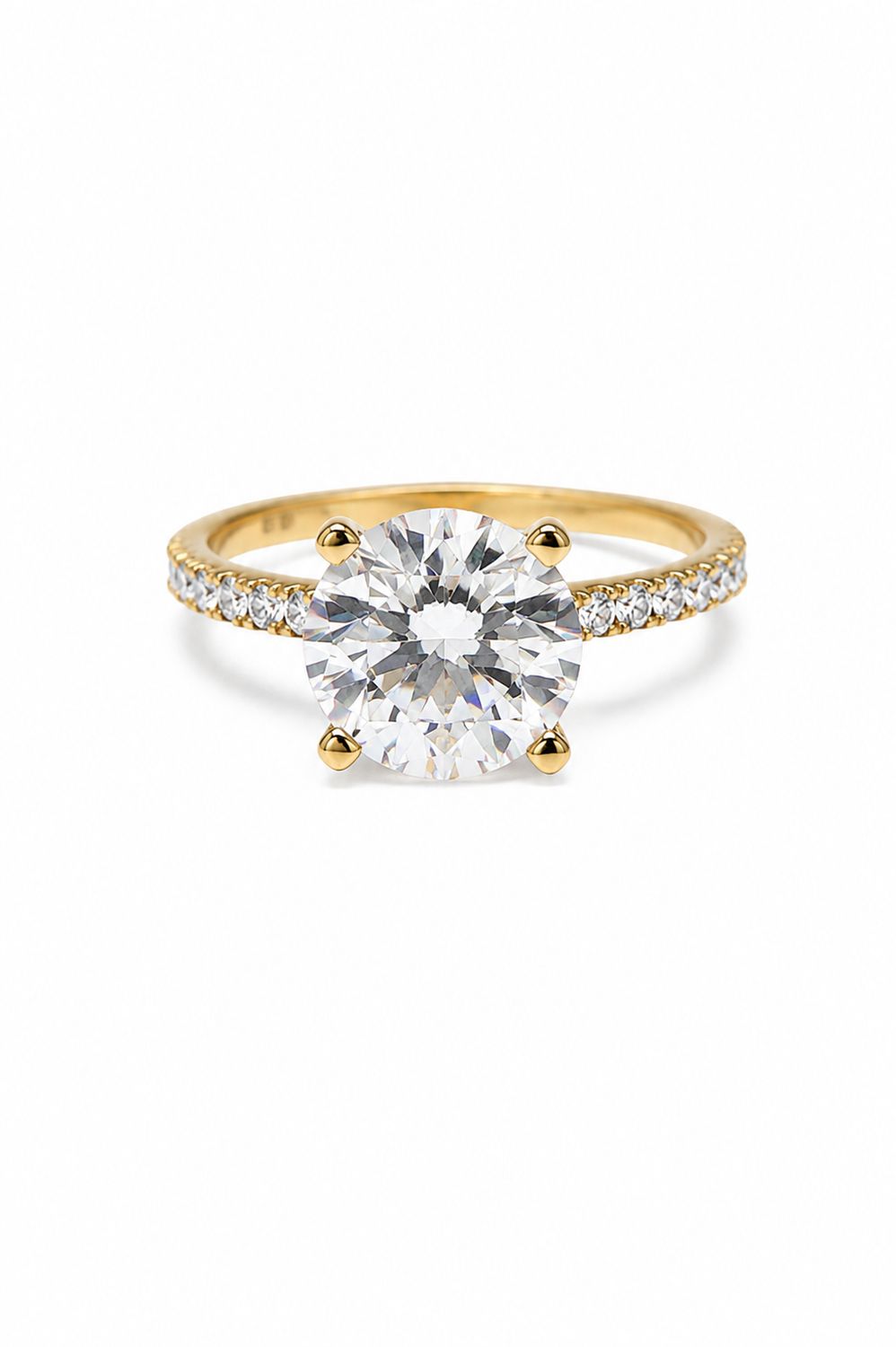 Round Cut Engagement Pave Ring