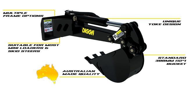 Digga Mini Skid Hoe with 300mm Bucket | Mini Loaders & Mini Skid Steers | $3,890 Inc GST