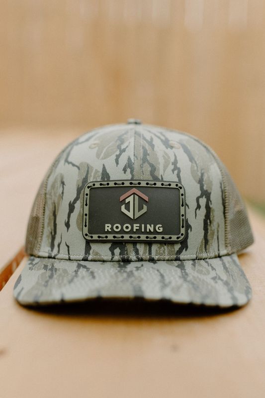 Camo Leather Patch Snapback Hat