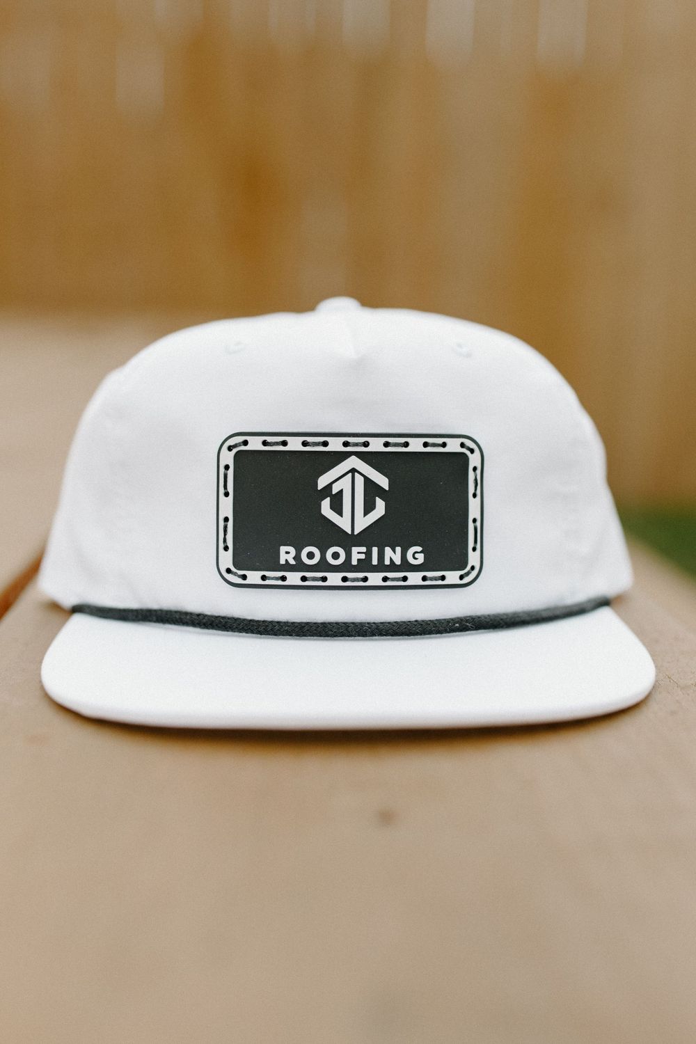 White with Leather Patch Snapback Hat