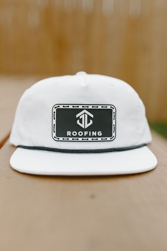White with Leather Patch Snapback Hat