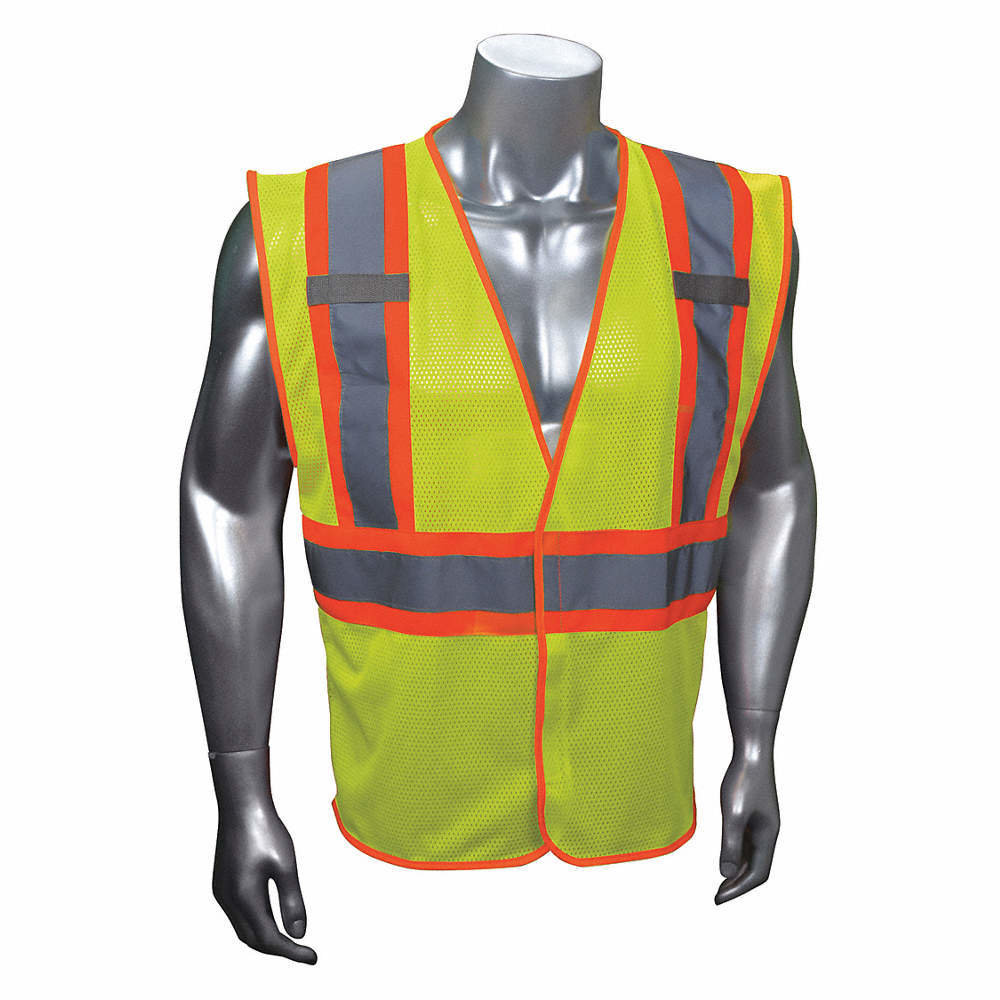 Yellow and Green with Silver Stripe Traffic Vest - Fits LG/XL