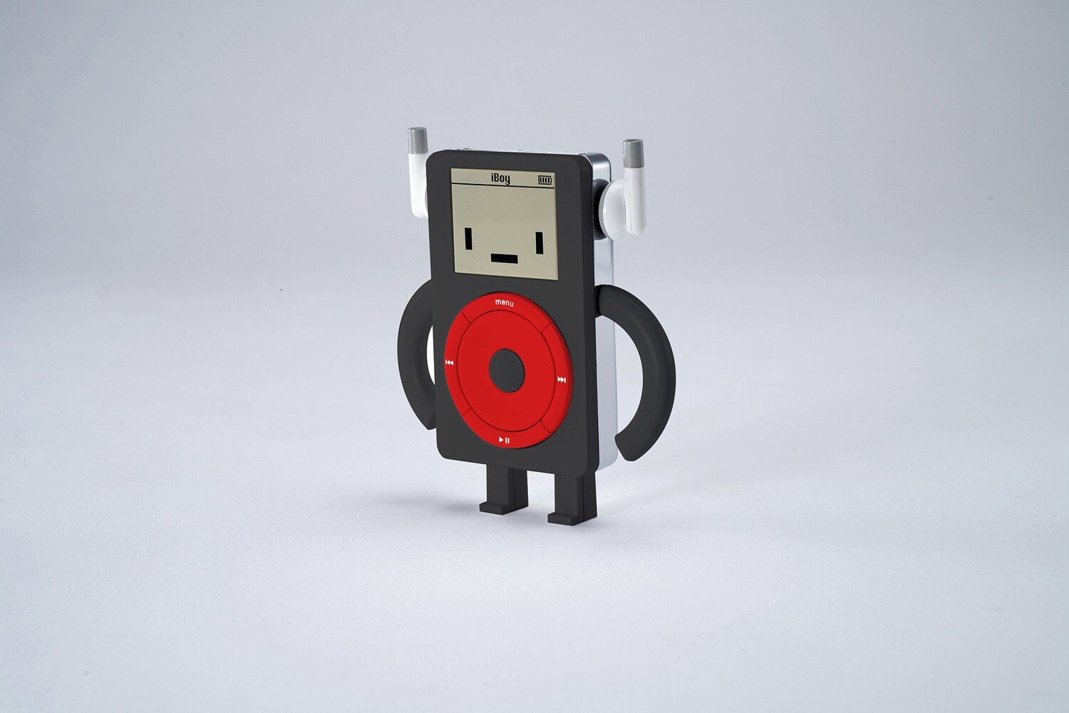 The iBoy 2U Edition, a robot with a black body and a red click wheel. It looks cool and stylish. 