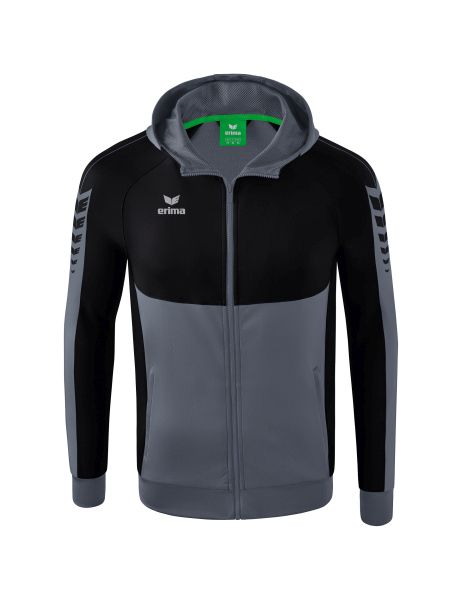 Erima Six Wings Trainingsjacke mit Kapuze Kinder slate grey/schwarz, Größe: 116