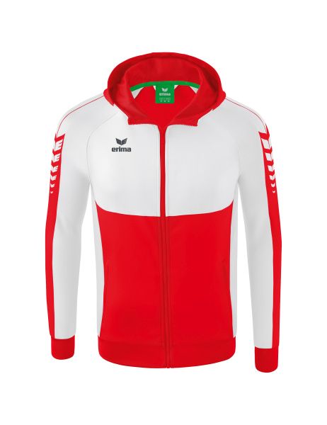 Erima Six Wings Trainingsjacke mit Kapuze Kinder rot/weiß, Größe: 116