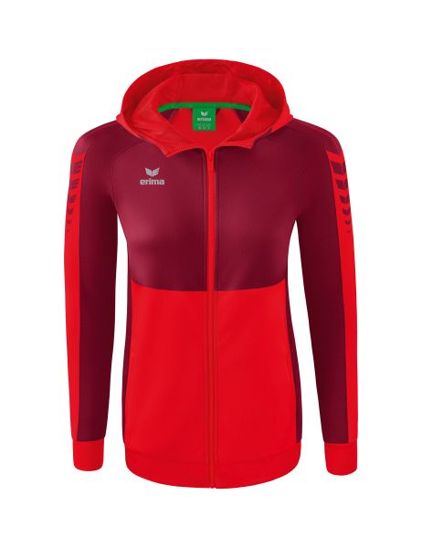 Erima Six Wings Trainingsjacke mit Kapuze Damen rot/bordeaux, Größe: 34