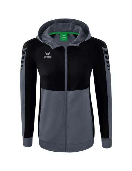 Erima Six Wings Trainingsjacke mit Kapuze Damen slate grey/schwarz, Größe: 34