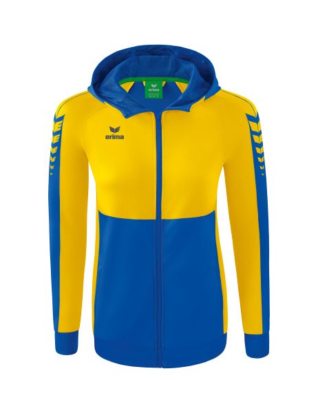 Erima Six Wings Trainingsjacke mit Kapuze Damen new royal/gelb, Größe: 34