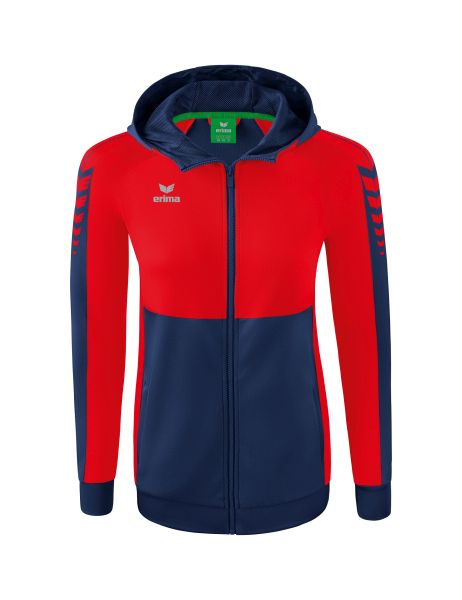 Erima Six Wings Trainingsjacke mit Kapuze Damen new navy/rot, Größe: 34