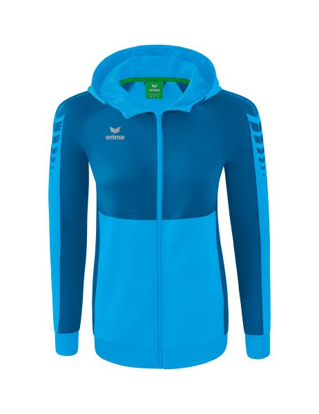 Erima Six Wings Trainingsjacke mit Kapuze Damen curacao/mykonos, Größe: 34